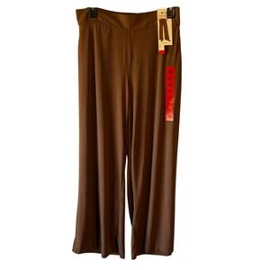New Three Dots Women's Brown Wide Leg Palazzo Pants M Inseam 29.5 Elastic Waist